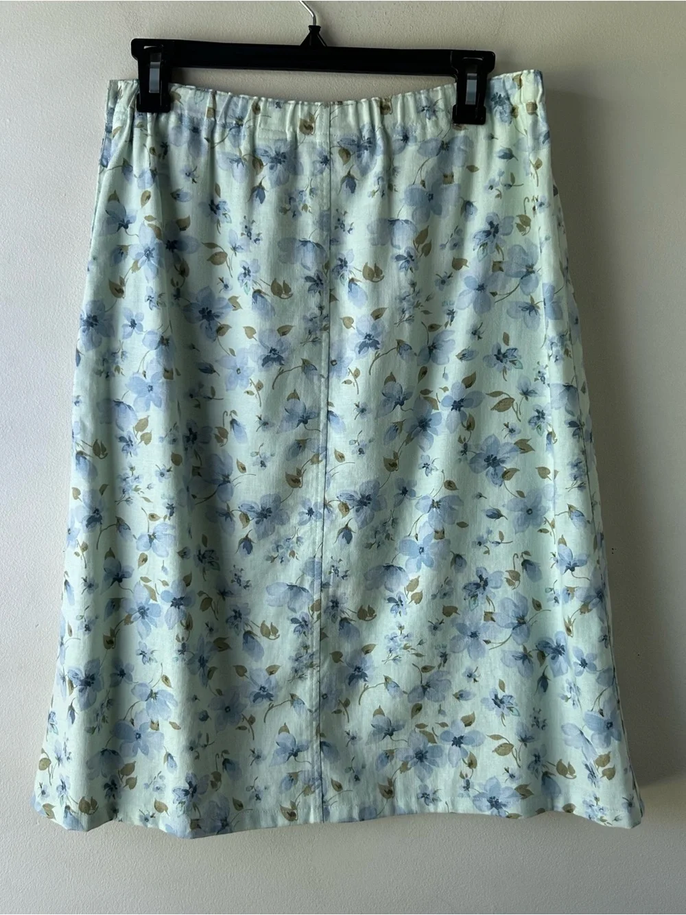 Liz Claiborne Linen Blend Floral Midi A-line Skirt Green Blue 8P - Picture 4 of 5